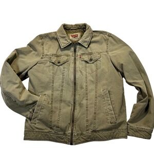 Levi's Field Jacket Mens Medium Olive Green Military Utility Quilted Lined Coat